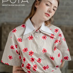 POYA Bright Bloom poppy floral print cotton shirt