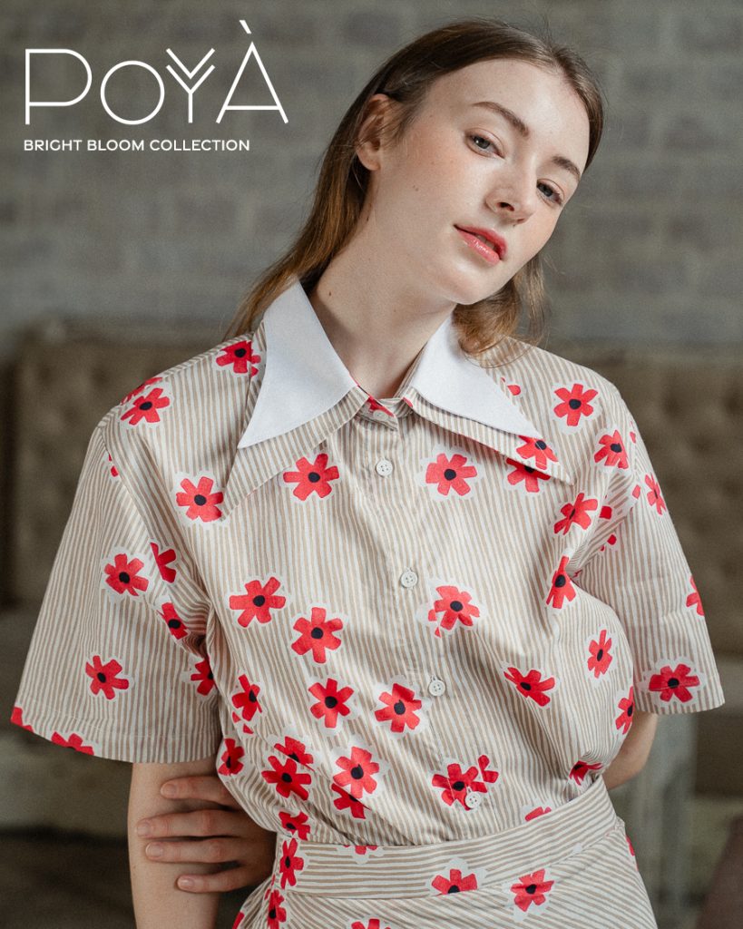 POYA Bright Bloom poppy floral print cotton shirt
