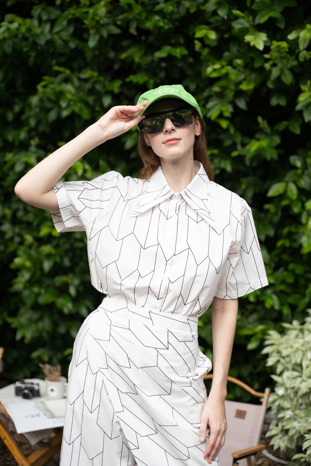 POYA geometric print two-piece with sunglasses, garden
