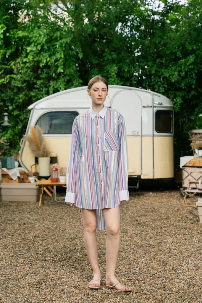 POYA multi-stripe metallic shirtdress, vintage caravan