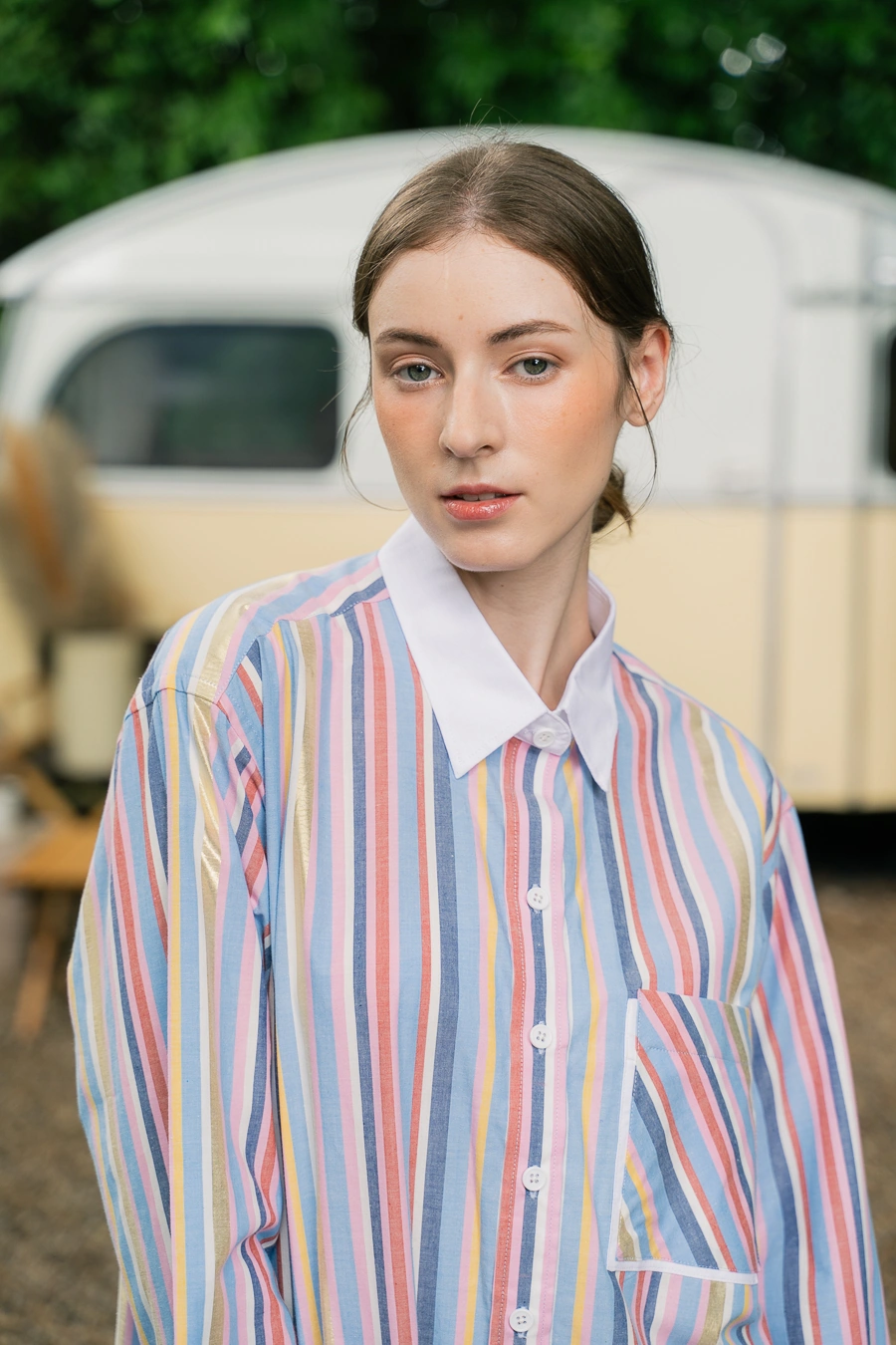 POYA pastel multi-stripe shirt