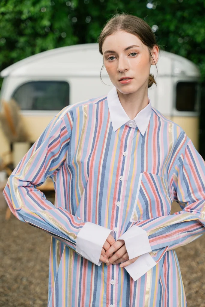 POYA rainbow multi-stripe shirt detail