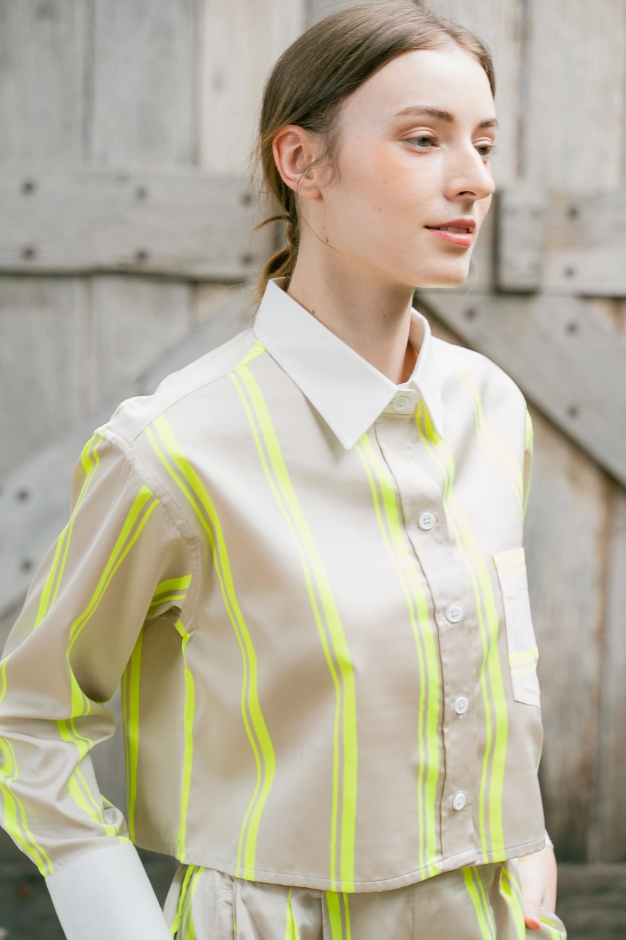 POYA neon stripe shirt detail
