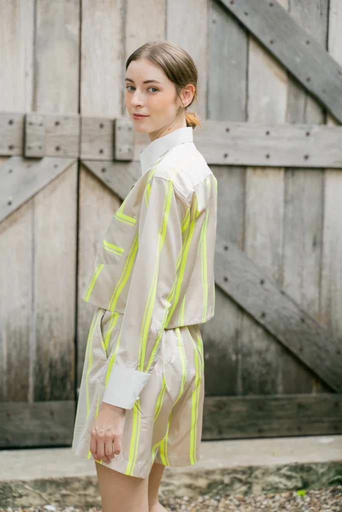 POYA neon stripe shirt and shorts set