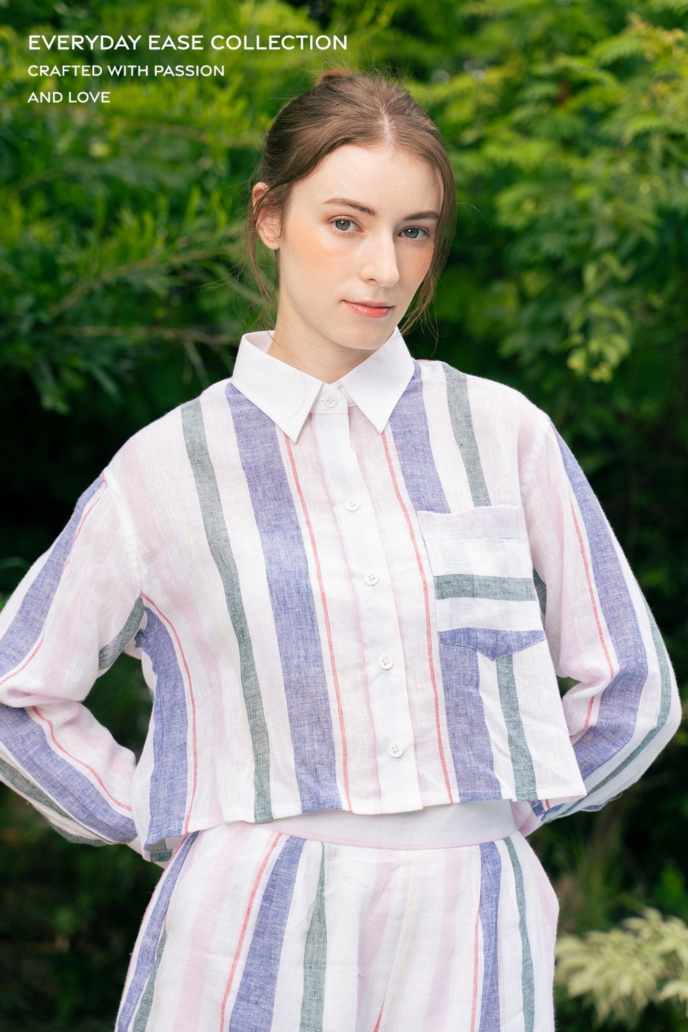 POYA Everyday Ease collection, cotton-linen shirt and shorts set