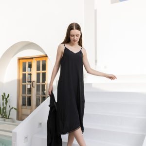 POYA Essential Slip Dress, black minimal silhouette