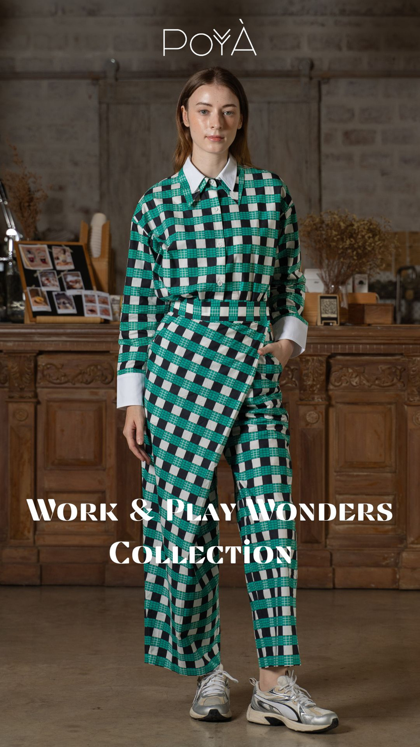 POYA Work & Play Wonders collection, green check tailored set