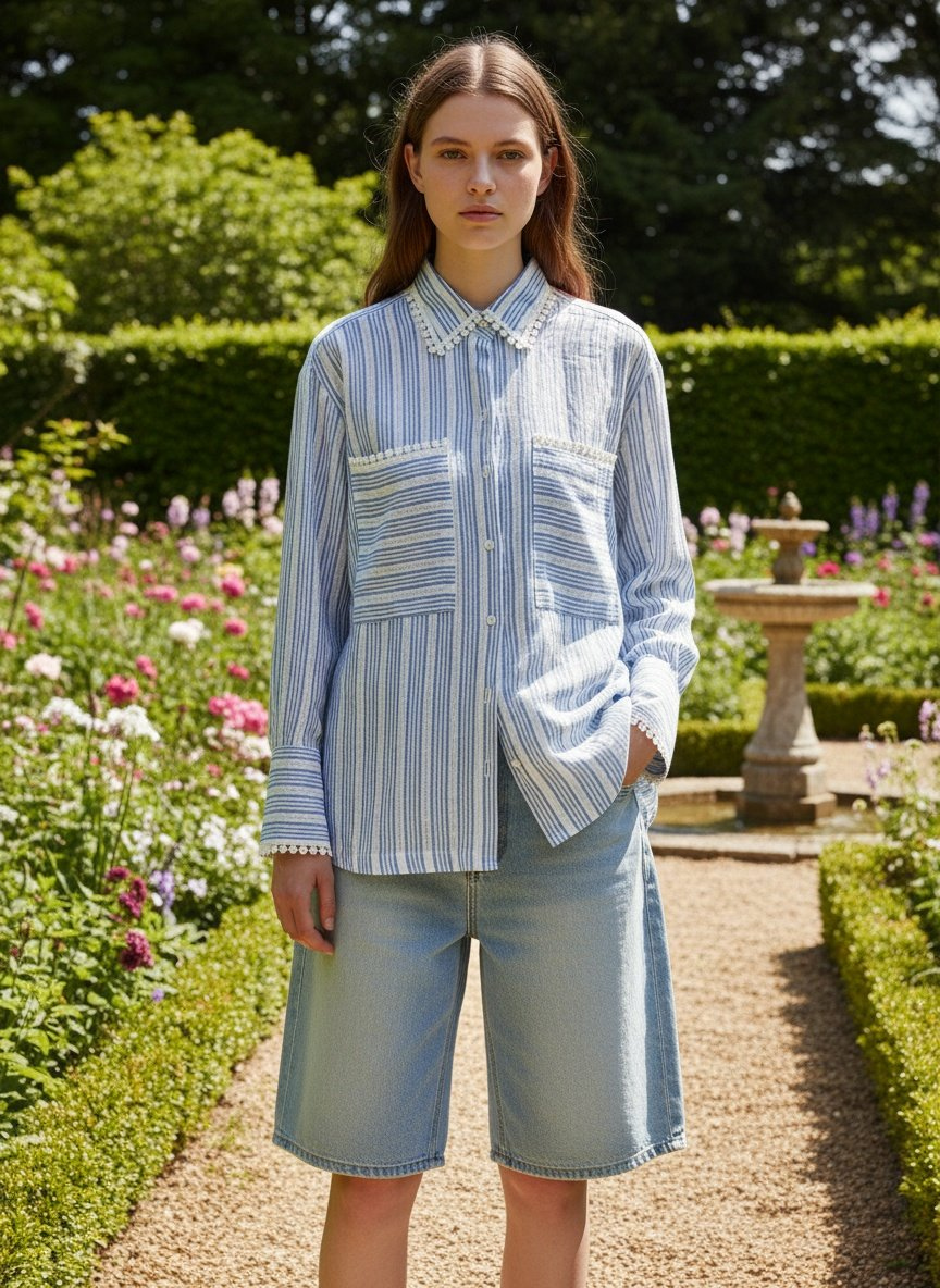 POYA Stripes & Strolls collection, cropped stripes with lace trim